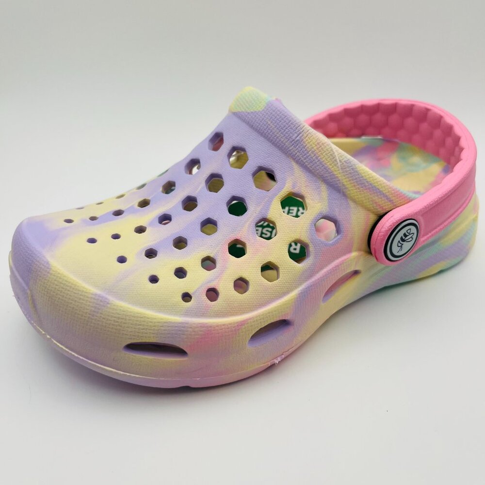 Toddler Girls' Pastel Tie Dye Clogs Slip On Lightweight Garden Water Size 8/9